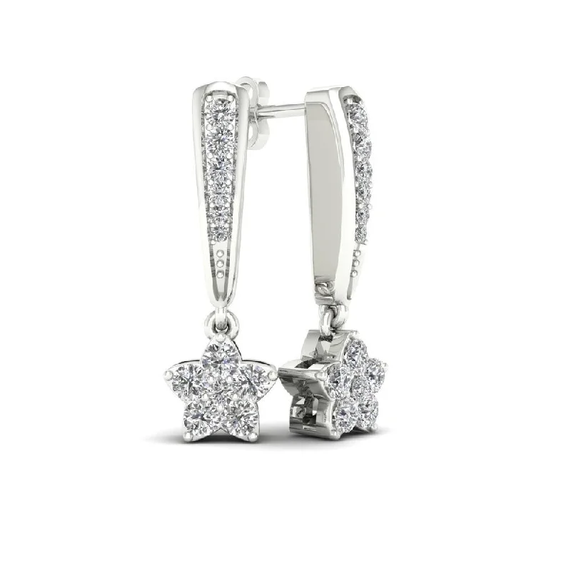 minimalist peak apex earrings-Art deco style earrings-De Couer 1/4ct TDW Diamond Star Dangle Earrings (H-I, I2) - White