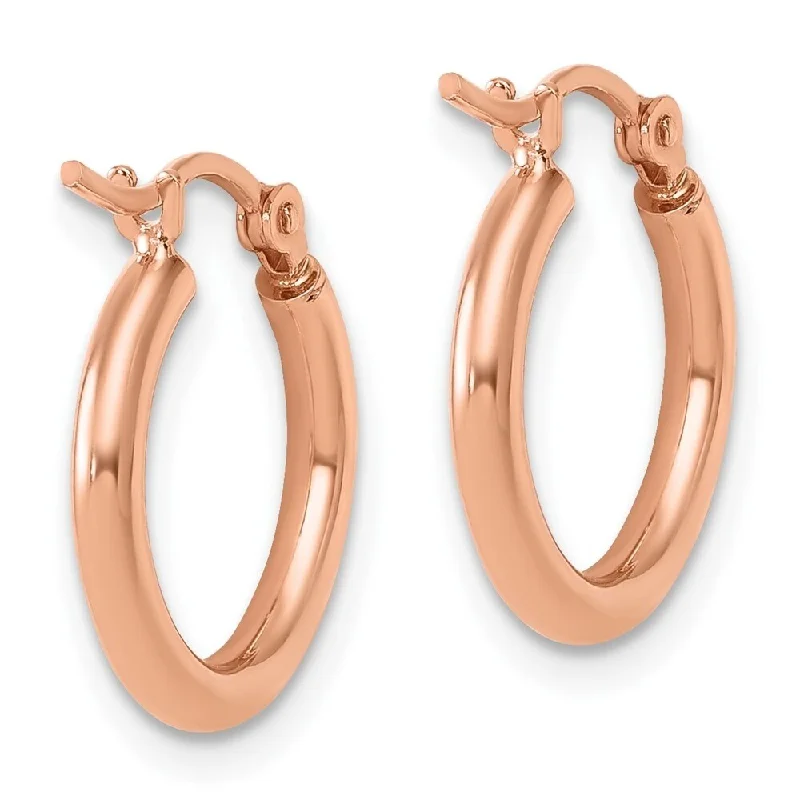 tarnished gold hoop earrings-Violet petal earrings-Diamond2Deal 10K Rose Gold Polished Hinged Hoop Earrings (L-14mm, W-13mm)