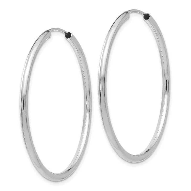 raw turquoise cluster earrings-Quartz vein earrings-Diamond2Deal 10k White Gold Polished Endless 2mm Hoop Earrings (L-40mm, W-40mm)