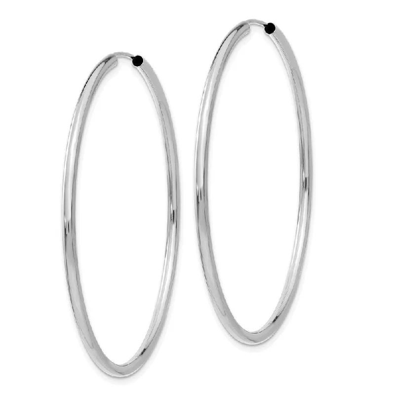 minimalist crest summit earrings-Floral print earrings-Diamond2Deal 10k White Gold Polished Endless 2mm Hoop Earrings (L-50mm, W-50mm)