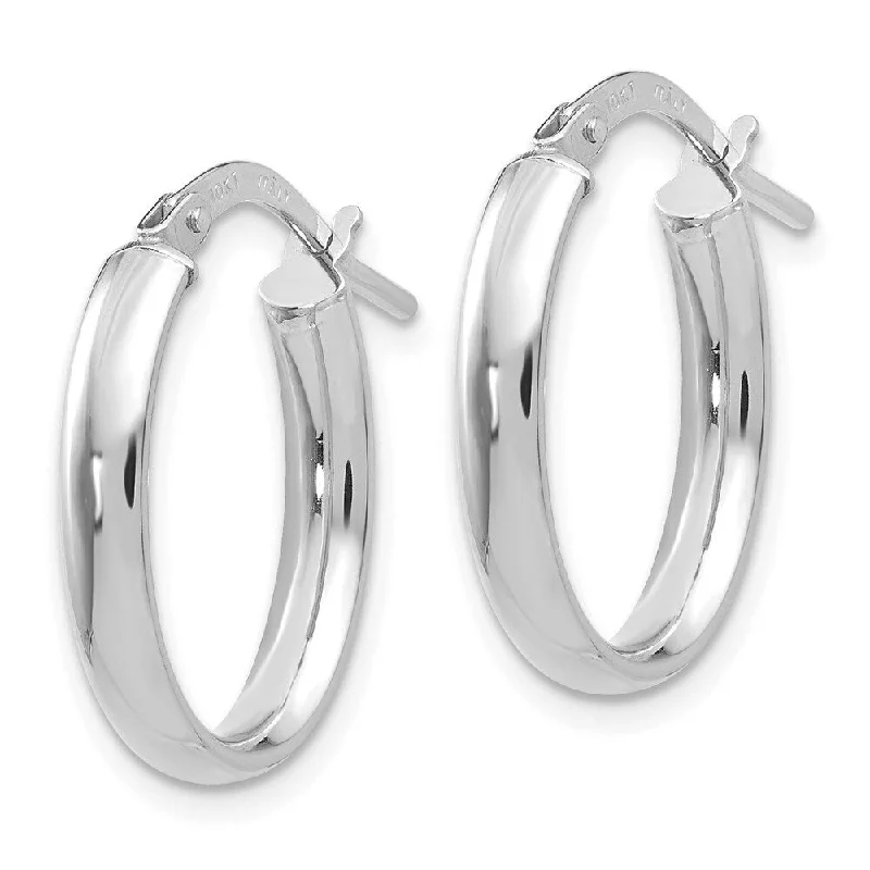 vintage-style jade earrings-Helix spiral earrings-Diamond2Deal 10K White Gold Polished White Gold Hoop Earrings (L-17mm, W-19mm)