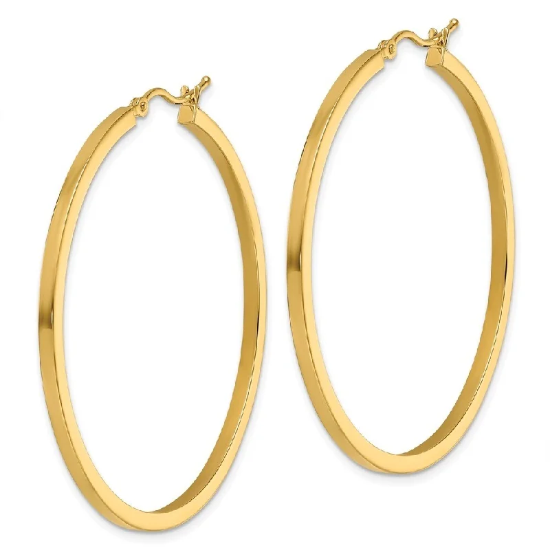 floral eternity sapphire earrings-Glossy stone earrings-Diamond2Deal 10k Yellow Gold 2mm Square Tube Hoop Earrings (L-45mm, W-45mm)