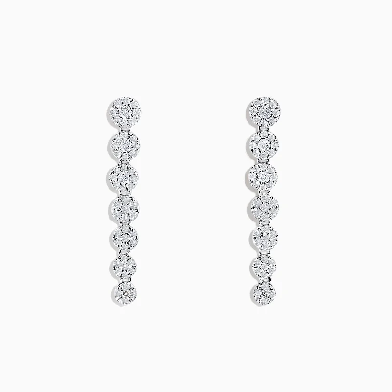 bold sapphire summit apex earrings-Basket weave earrings-Bouquet 14K White Gold Diamond Drop Earrings 0.85 TCW