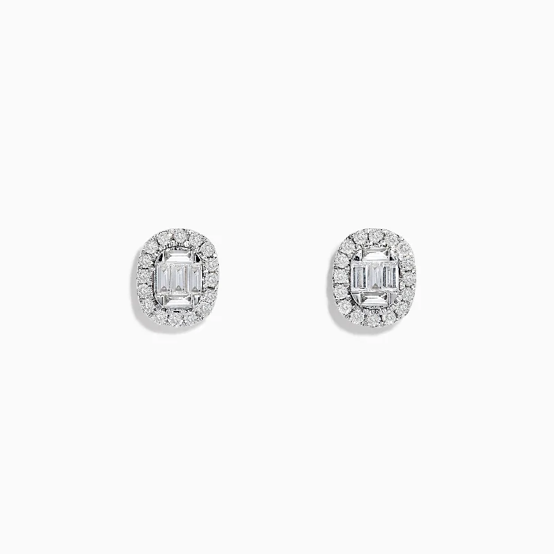 nature-themed maple earrings-Textured gem earrings-Classique 14K White Gold Diamond Stud Earrings 0.59 TCW