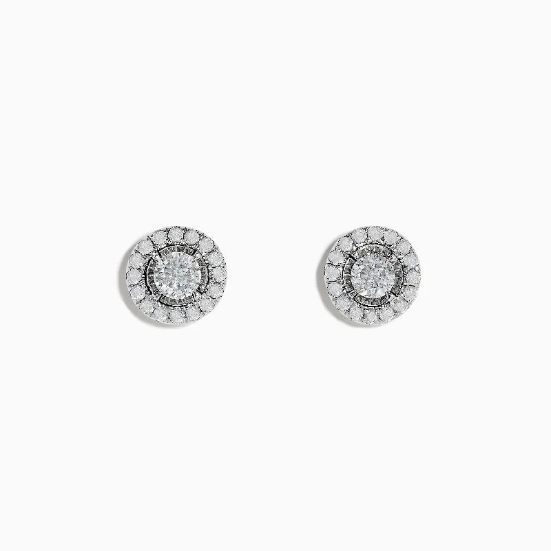 minimalist ridge apex earrings-Charcoal pearl earrings-Pave Classica 14K White Gold Diamond Earrings