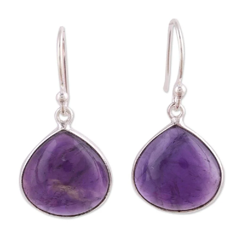 adjustable branch crest earrings-Curled alloy earrings-Handmade Sterling Silver Dancing Soul Amethyst Earrings (India) - 1.2*0.6