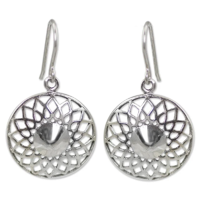 Handmade Sterling Silver 'Lotus Blossom' Earrings (Thailand)