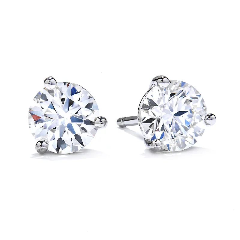 modern sleek crest ridge earrings-Horn ridge earrings-Hearts On Fire Diamond Stud Earrings in White Gold (0.33 ctw)