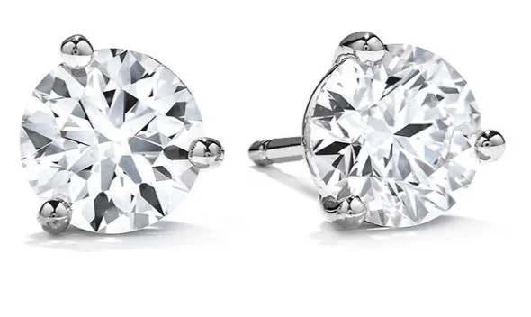 adjustable summit ridge earrings-Tulip set earrings-Hearts On Fire Round Solitaire/Stud Diamond Earrings in 18K White Gold (.25ctw)