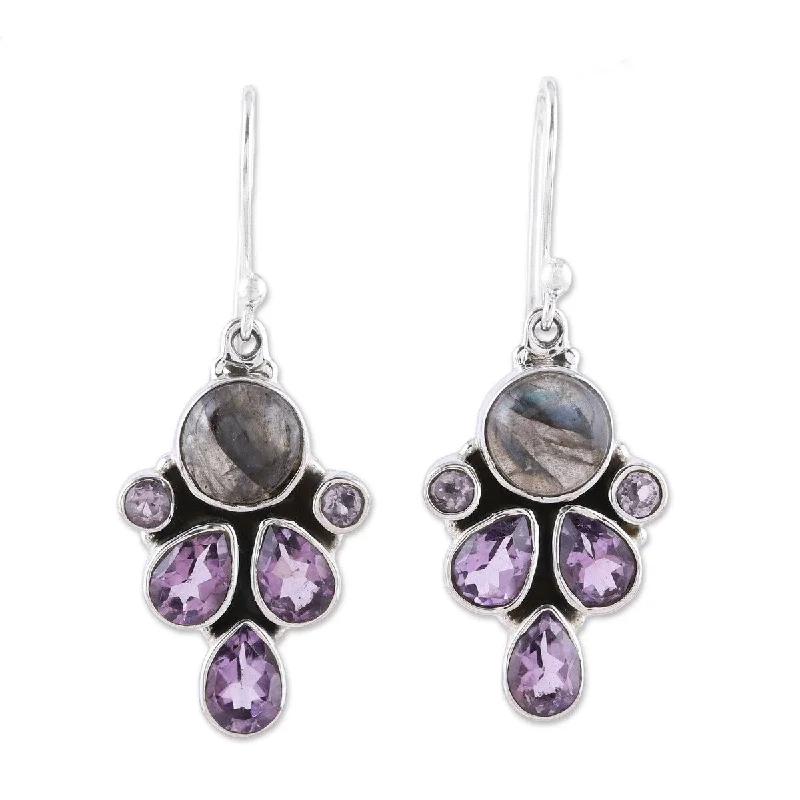 bold heptagonal topaz earrings-Dream set earrings-NOVICA Delightful Dazzle, Amethyst and labradorite dangle earrings - 1.7*0.6