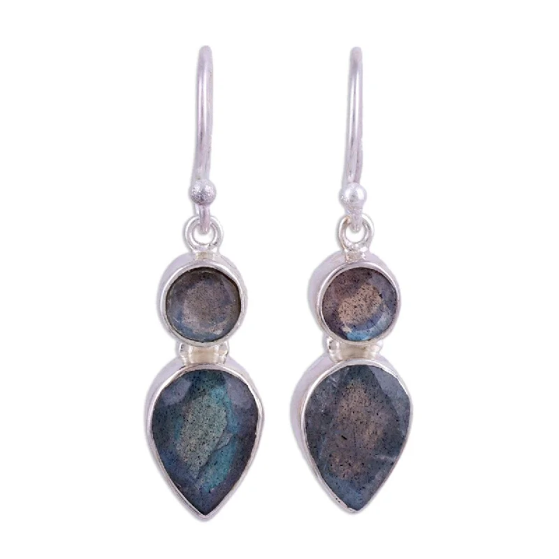 minimalist apex ridge earrings-Classic style earrings-NOVICA Dewdrop Muse, Labradorite dangle earrings - 1.4*0.4