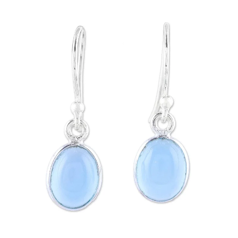 bold chalcedony cluster earrings-Indigo sodalite earrings-NOVICA Luminous Sky Blue, Chalcedony dangle earrings - 0.9*0.3