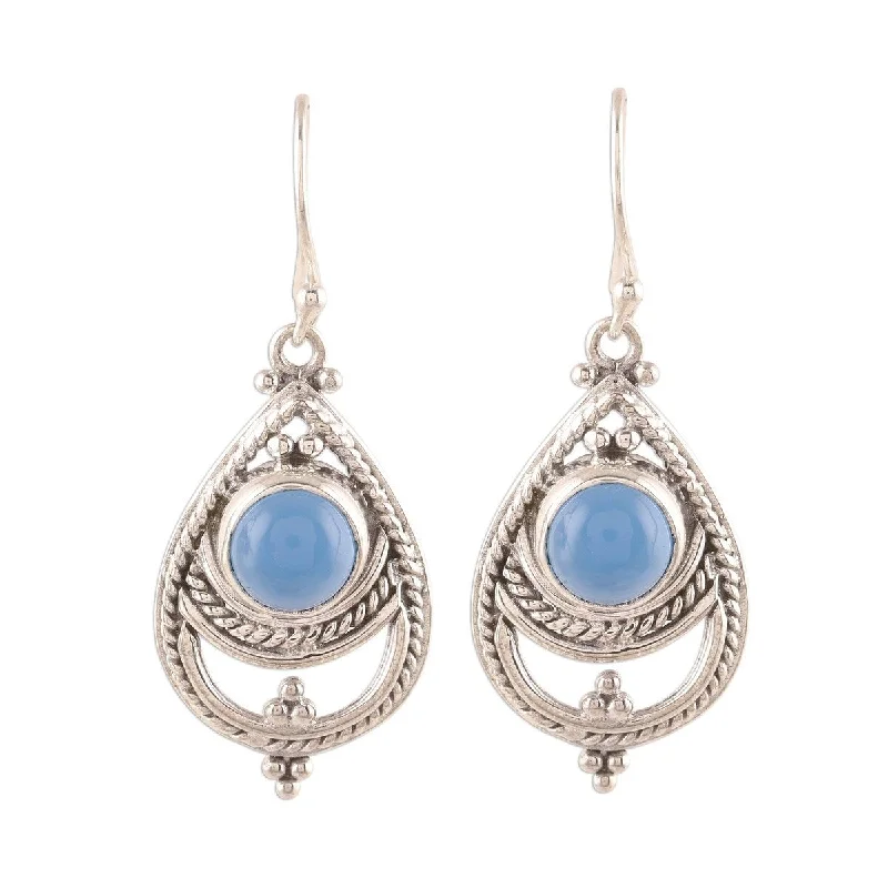 adjustable blaze earrings-Sculpted cut earrings-NOVICA Mystic, Chalcedony dangle earrings - 1.6*0.6