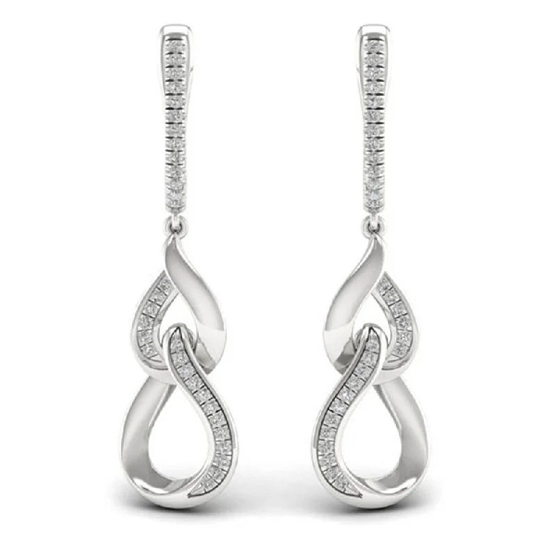 modern sleek crest apex earrings-Velvet wrap earrings-Sterling Silver 1/5ct Diamond Infinity Drop Earrings