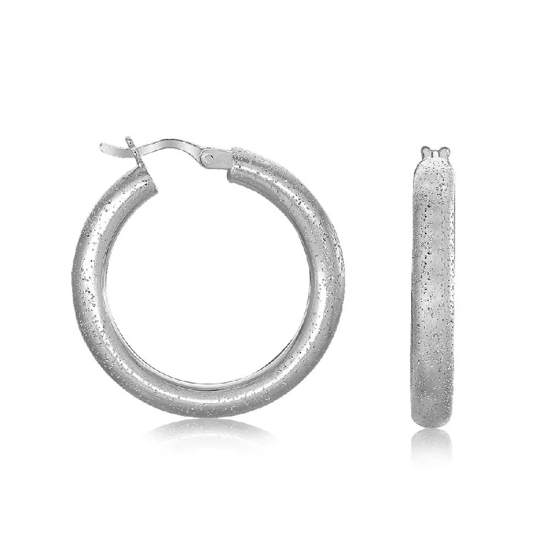 bold sapphire summit apex earrings-Raised scale earrings-Sterling Silver Rhodium Plated Textured Hoop Earrings