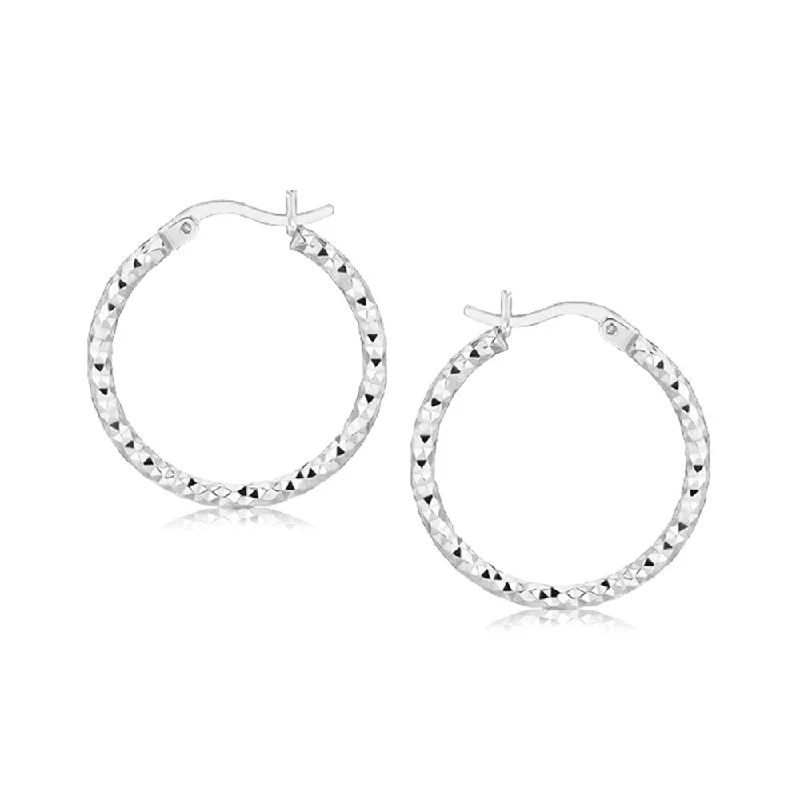 artisan-crafted titanium earrings-Trailing vine earrings-Sterling Silver Rhodium Plated Weave Like Hoop Style Earrings