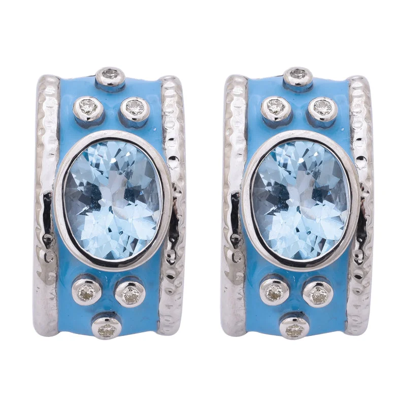 Earrings- Blue Topaz and Diamond