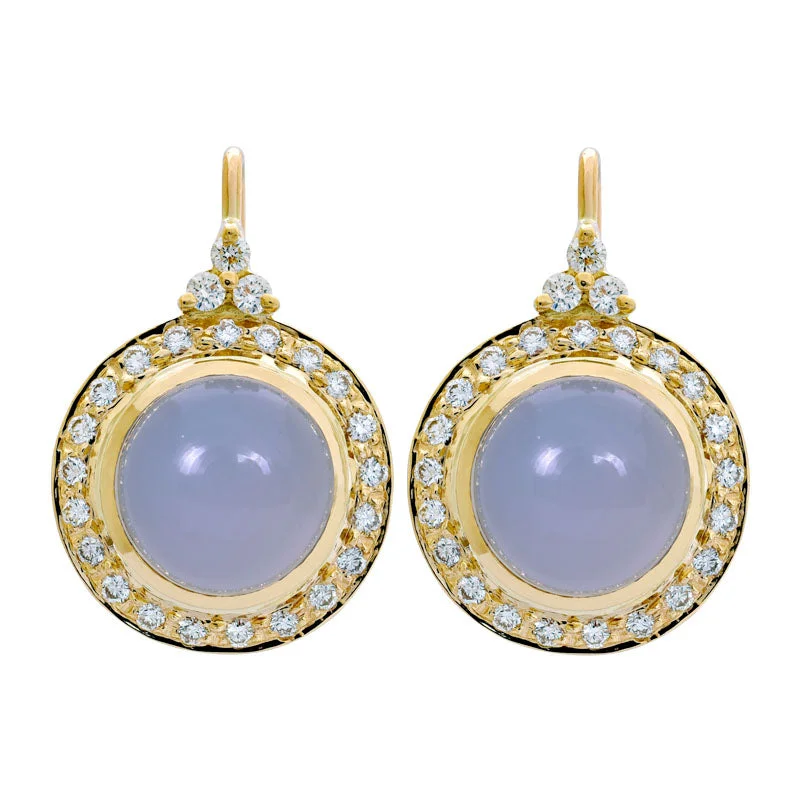 Earrings- Chalcedony and Diamond