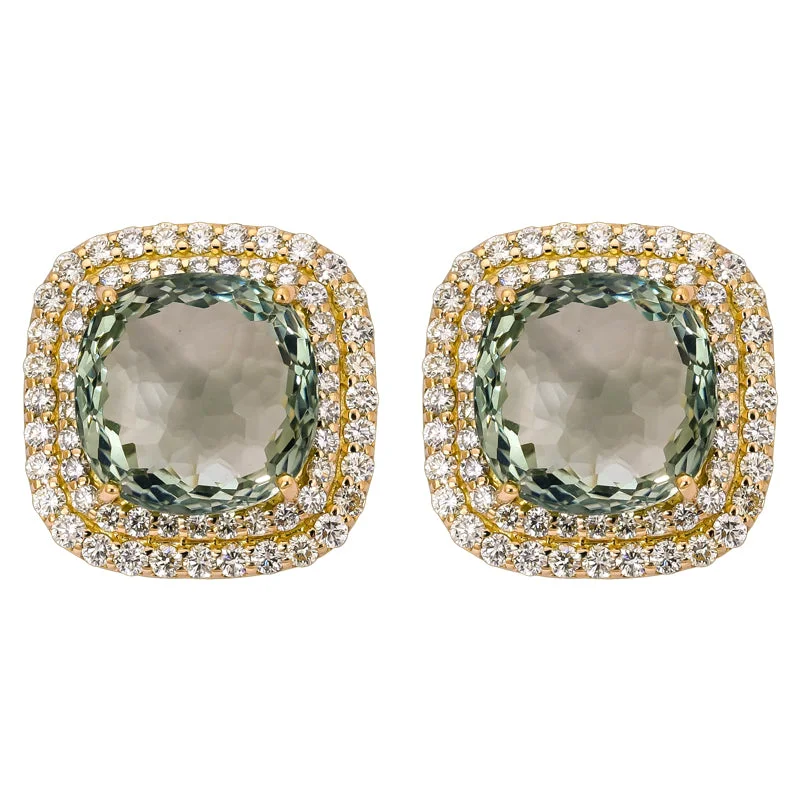 Earrings- Green Quartz and Diamond