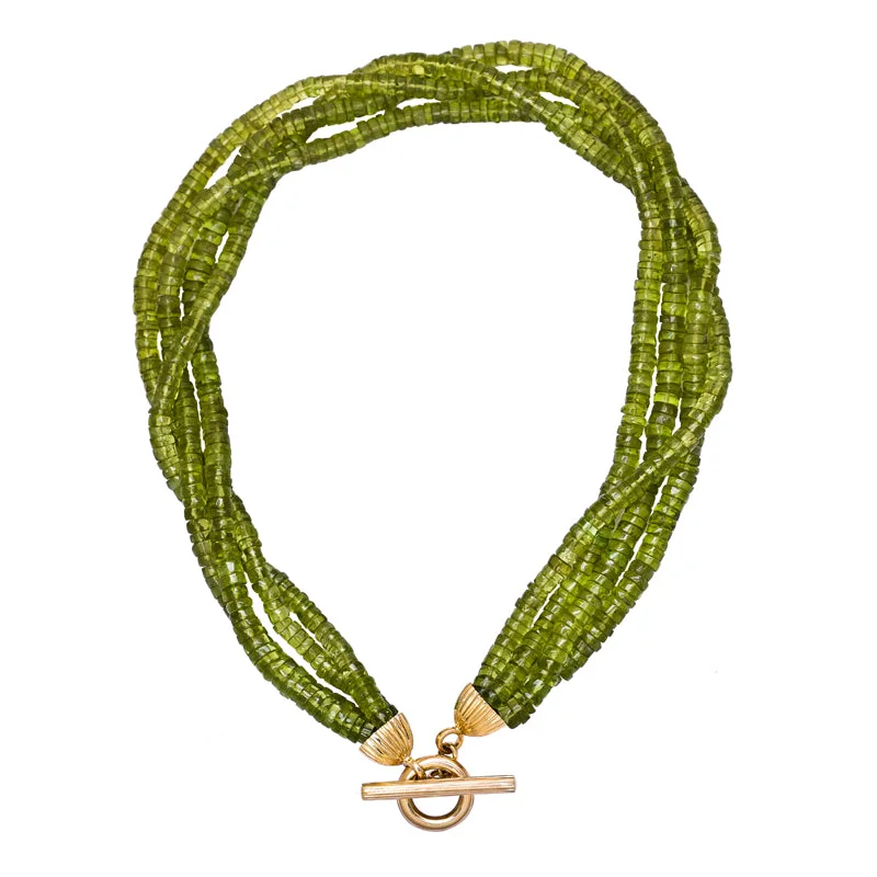 Toggle Necklace - Peridot and Diamond