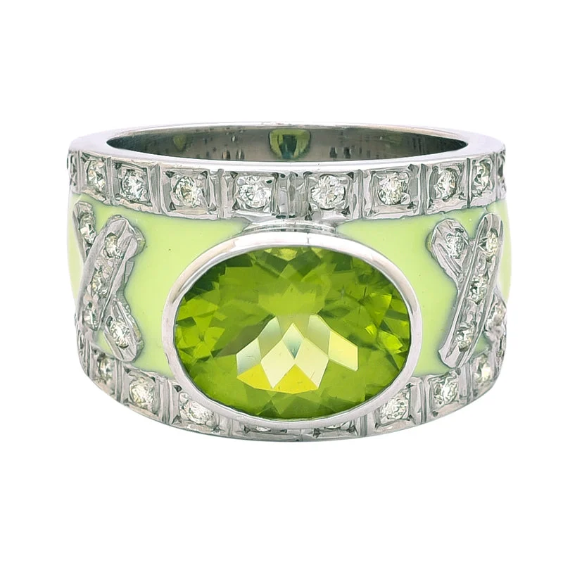 Ring- Peridot and Diamond (Enamel)